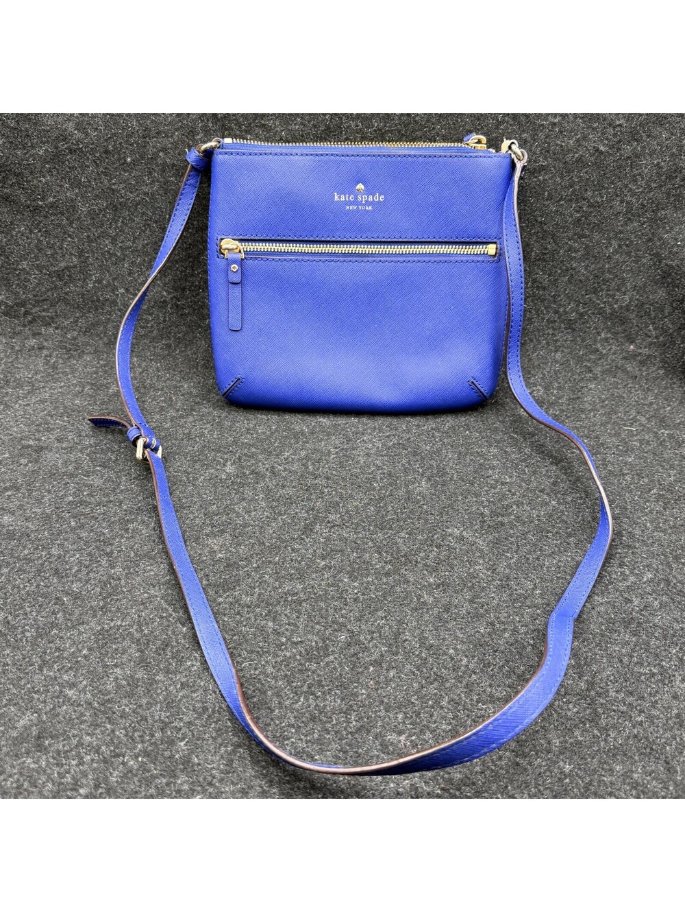 Kate Spade New York Crossbody Jackson pebbled leather bag purse Blue
